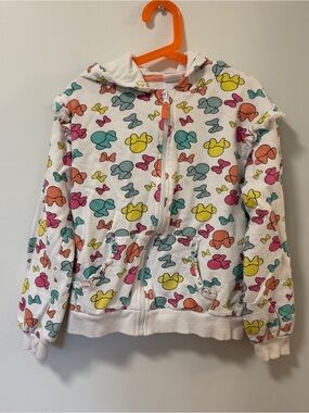 Disney Mickey & Friends Minnie zipped hoodie. Colourful Bows Size 11/12 yrs